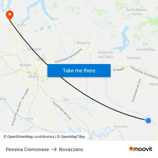 Pessina Cremonese to Novazzano map