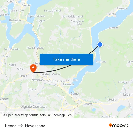 Nesso to Novazzano map