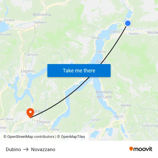 Dubino to Novazzano map