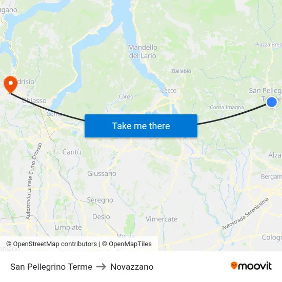 San Pellegrino Terme to Novazzano map