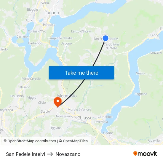 San Fedele Intelvi to Novazzano map