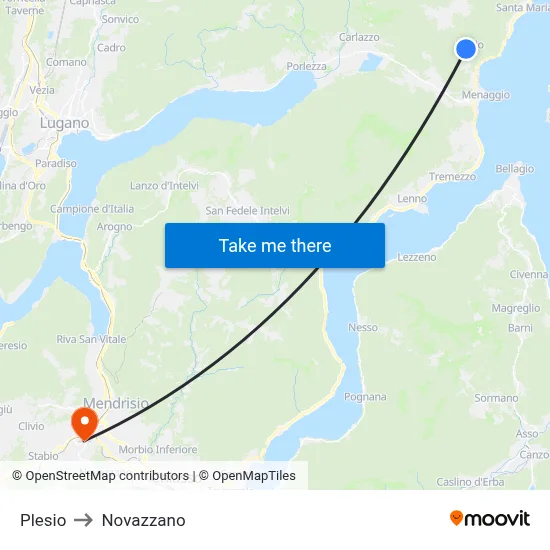 Plesio to Novazzano map