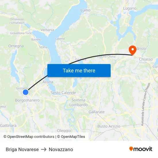 Briga Novarese to Novazzano map
