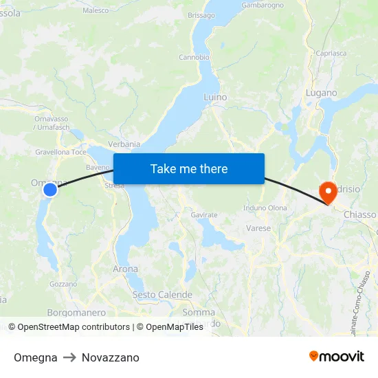 Omegna to Novazzano map
