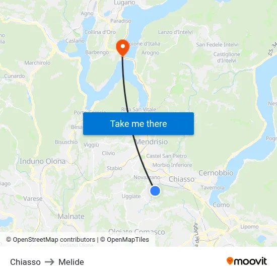 Chiasso to Melide map