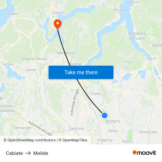 Cabiate to Melide map