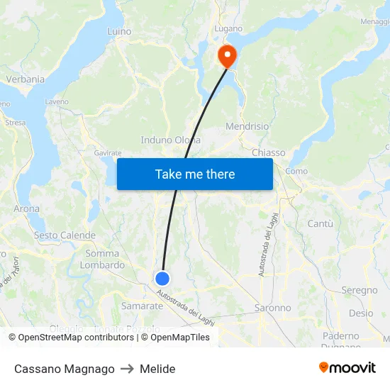 Cassano Magnago to Melide map