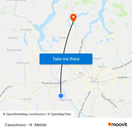 Cassolnovo to Melide map