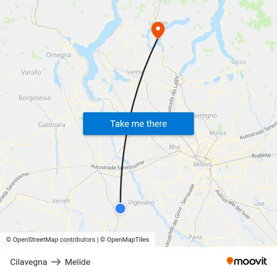 Cilavegna to Melide map