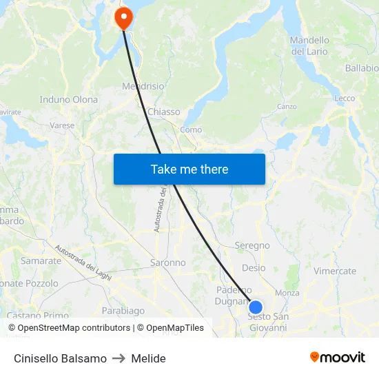 Cinisello Balsamo to Melide map