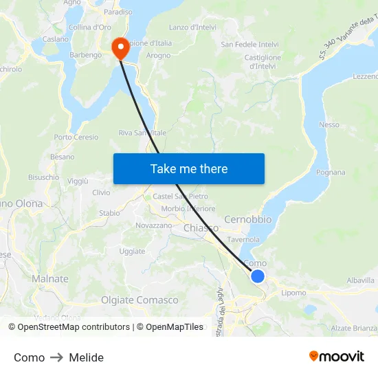 Como to Melide map