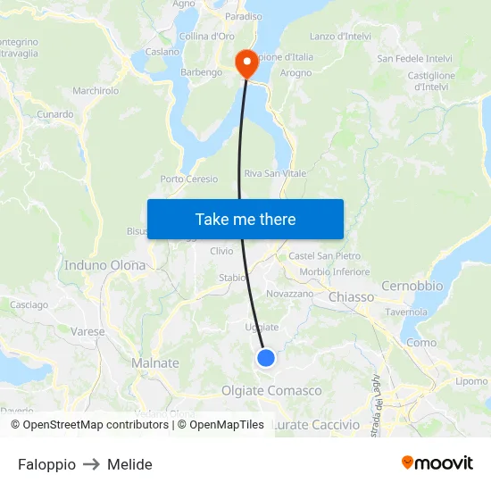 Faloppio to Melide map