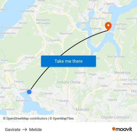 Gavirate to Melide map