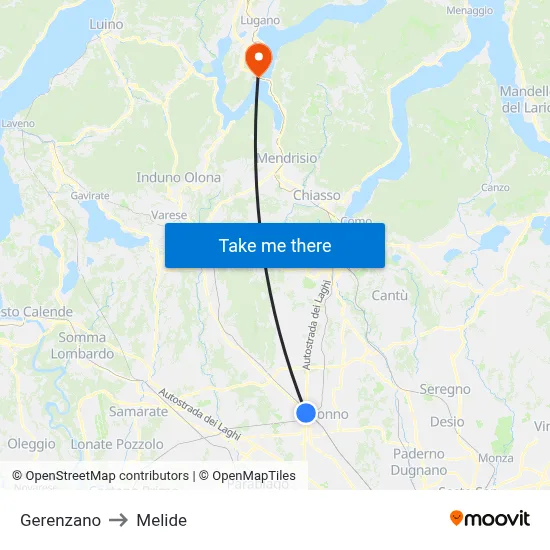 Gerenzano to Melide map