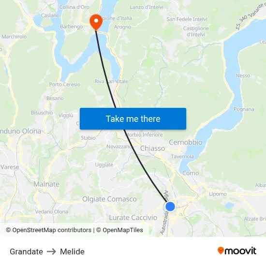 Grandate to Melide map