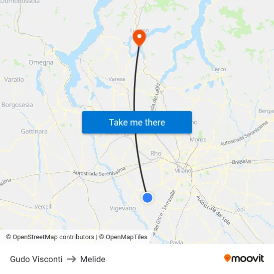 Gudo Visconti to Melide map