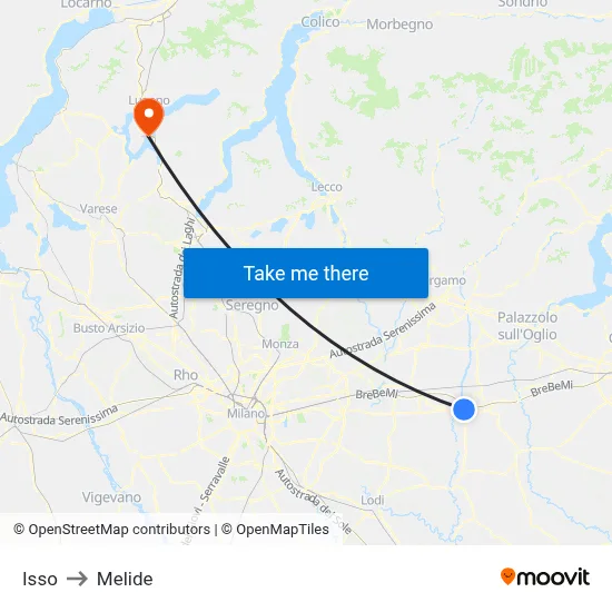 Isso to Melide map