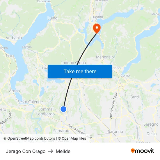 Jerago con Orago to Melide map