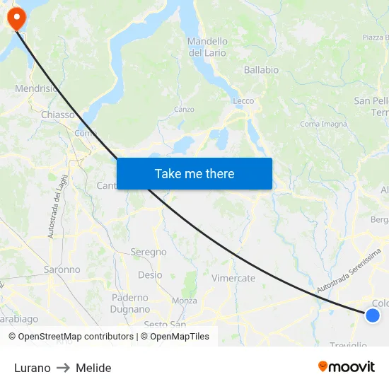 Lurano to Melide map