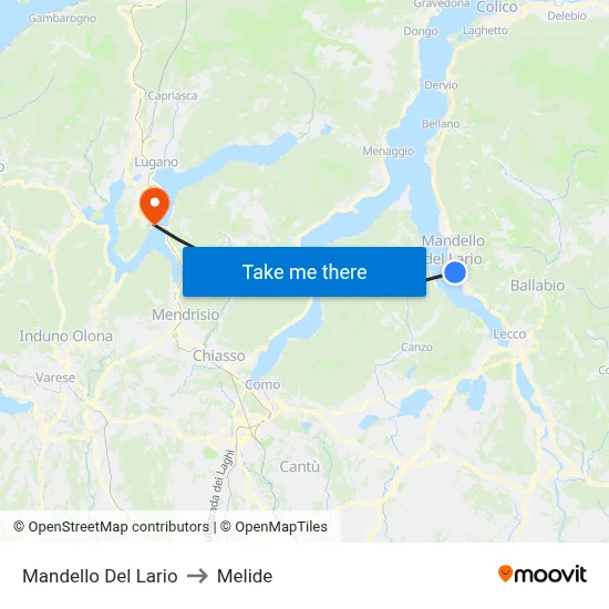 Mandello Del Lario to Melide map