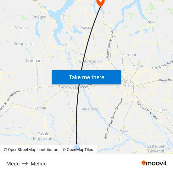Mede to Melide map