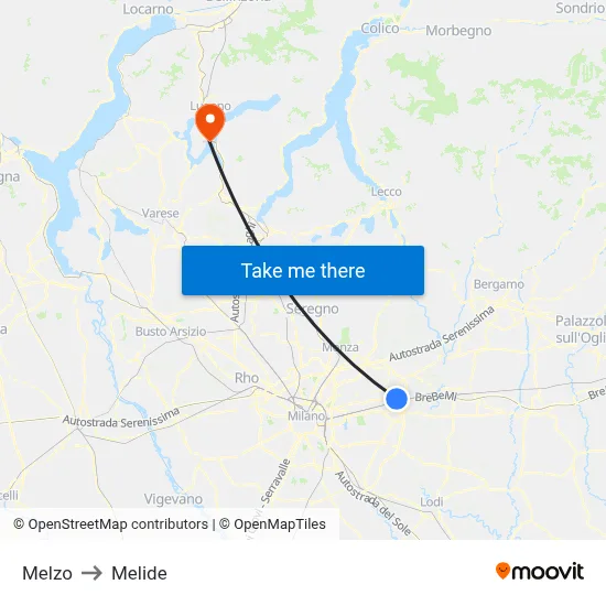 Melzo to Melide map