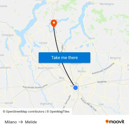 Milan to Melide map
