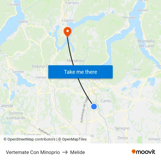 Vertemate Con Minoprio to Melide map