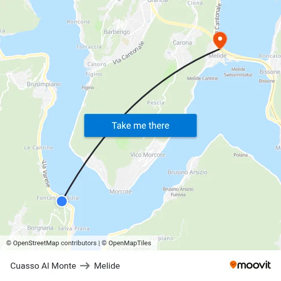 Cuasso Al Monte to Melide map