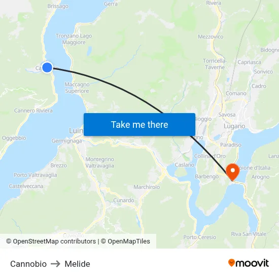 Cannobio to Melide map