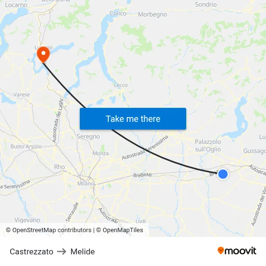 Castrezzato to Melide map