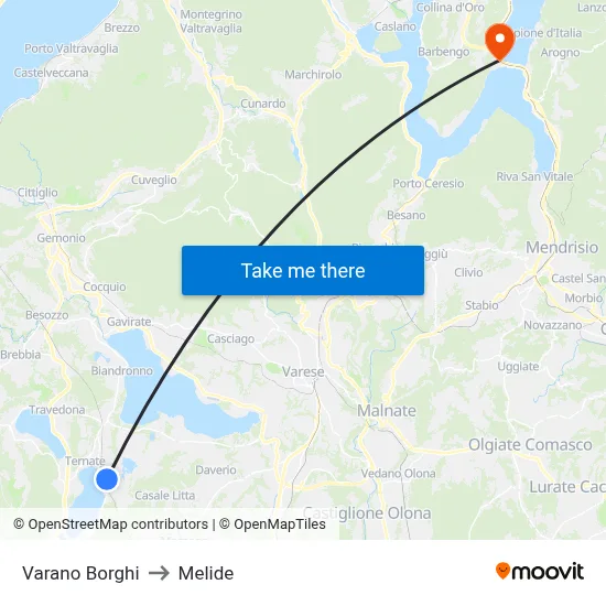 Varano Borghi to Melide map