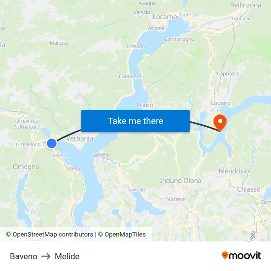 Baveno to Melide map