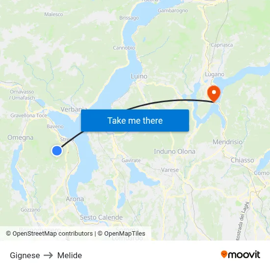 Gignese to Melide map