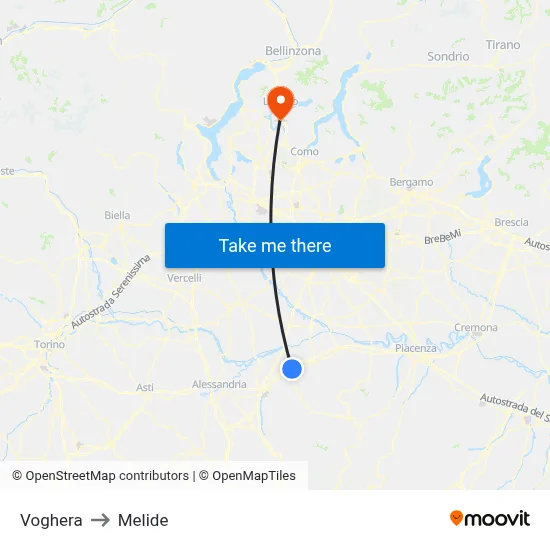 Voghera to Melide map