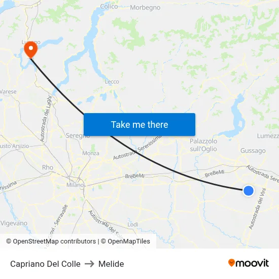 Capriano Del Colle to Melide map