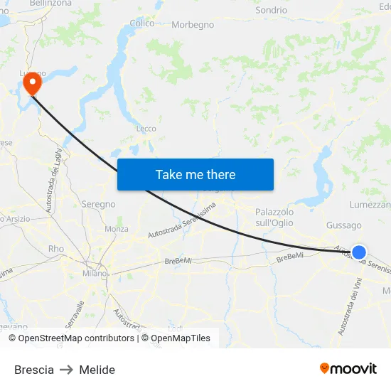 Brescia to Melide map