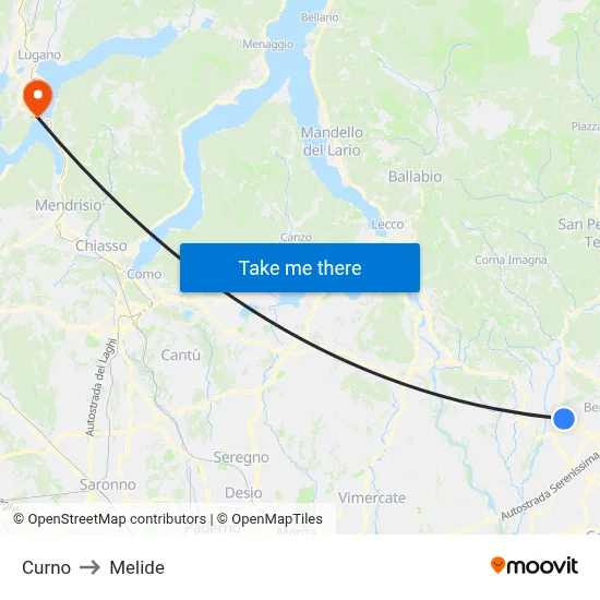 Curno to Melide map