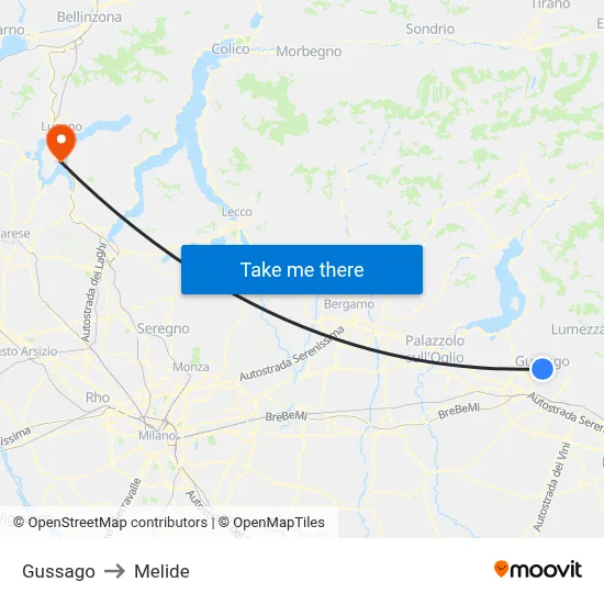Gussago to Melide map