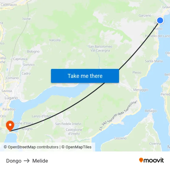 Dongo to Melide map