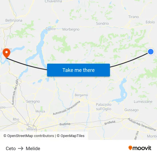 Ceto to Melide map