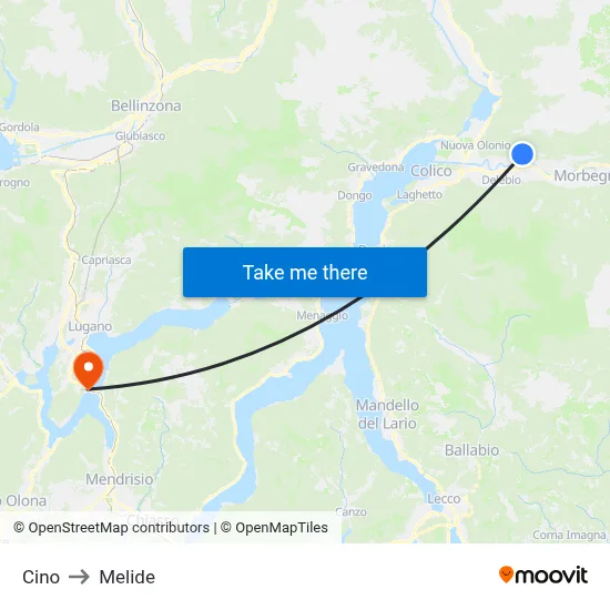 Cino to Melide map
