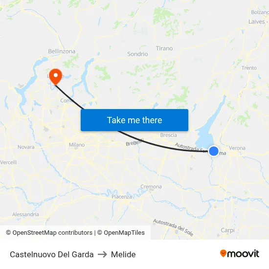 Castelnuovo Del Garda to Melide map