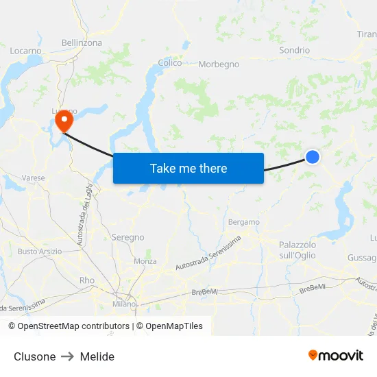 Clusone to Melide map