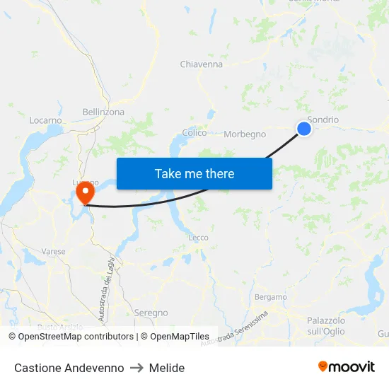 Castione Andevenno to Melide map
