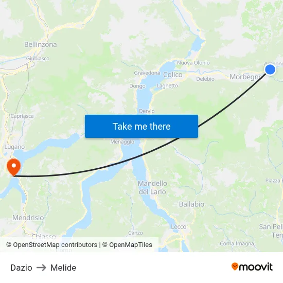Customs to Melide map