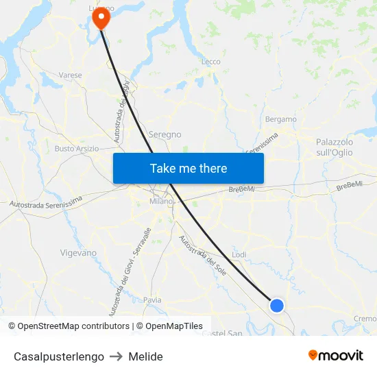 Casalpusterlengo to Melide map