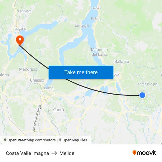 Costa Valle Imagna to Melide map