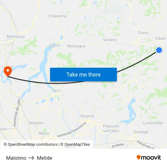 Malonno to Melide map