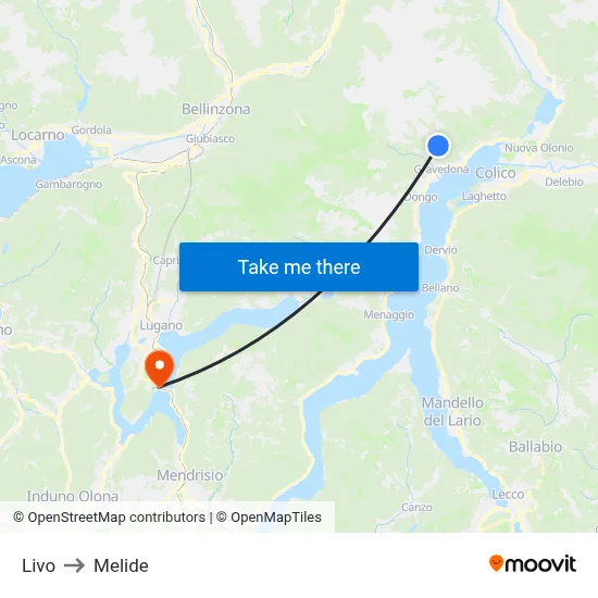 Livo to Melide map